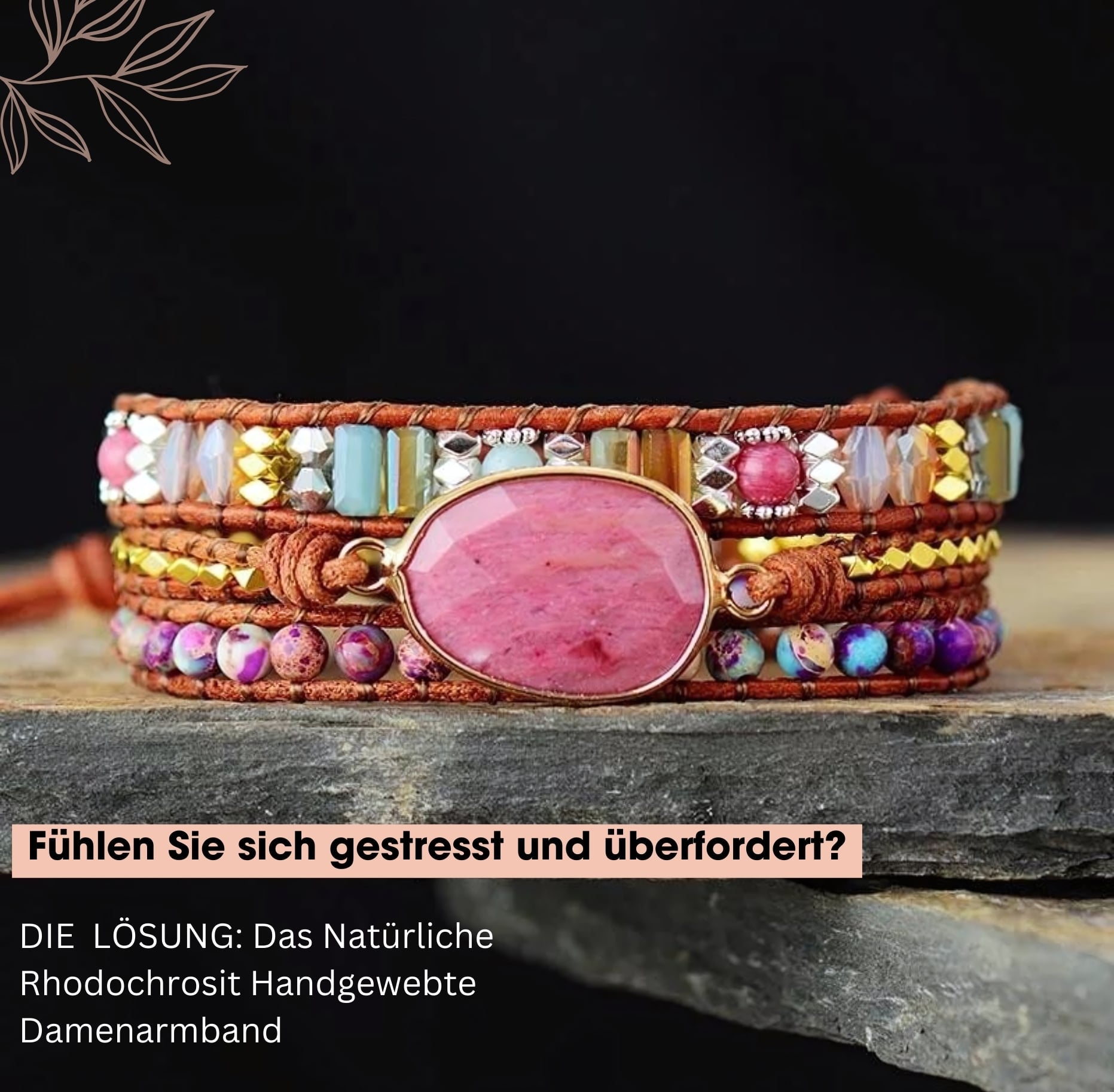 Rhodochrosit Stress Armband